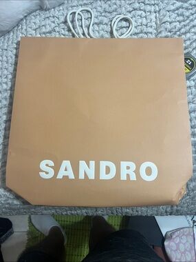 Sandro Men’s Tan Paper Tote with White Logo